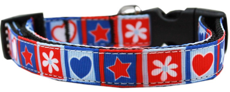 Stars and Hearts Nylon Dog Collar XS